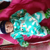 Woolen newborn boy winter dress, printed net design in 0-3M size, India