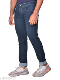 Stylish unique men's denim jeans, dyed/washed cotton fit, mid rise, regular size 28-36, made in India