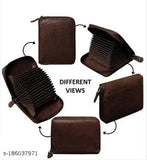 Brown faux leather wallet, 5 compartments for cards and cash, premium quality, India-origin