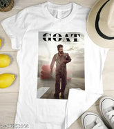 GOAT Thalapathy Vijay trendy men's polycotton t-shirt, short sleeves, printed design, India