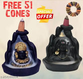 MORATER Adiyogi and Khatu Syam baba poly resin god idol combo for home decoration with free smoke backflow cones, creates smokey waterfall effect
