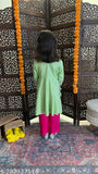 Green Rayon Plazzo with Embroidered Kurti Set for Kids - Comfortable Indian clothing