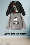 Cotton blend kids' sweatshirts & hoodies (2pcs) packing, grey and black printed in fleece fabric for children ages 2-9 years
