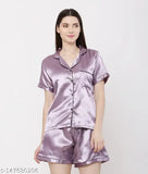 Satin nightsuits set, ZEESHE MEESHE women's and girls, India-made fashionable nightwear