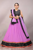 Velvet embroidered choli and georgette-net dupatta set, semi-stitched Indian lehenga