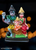 Marble-textured Shiva Parvati and Ganesha idol set, enhancing peaceful family life, Indian origin