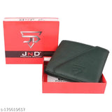 Green faux leather men's JnD Kaan wallet, 2 compartments, textured pattern, durable and well-designed for everyday essentials, made in high-quality PU leather from India