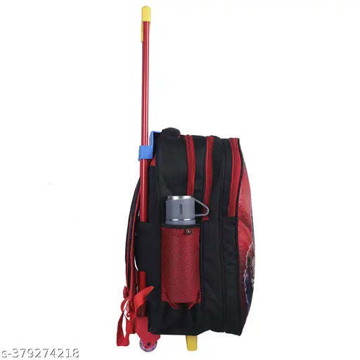 Waterproof polyester kids' trolley bag by Indian Riders, spider print design, 40 L capacity, adjustable shoulder straps, 18 inch, suitable for school essentials and A4 notebooks