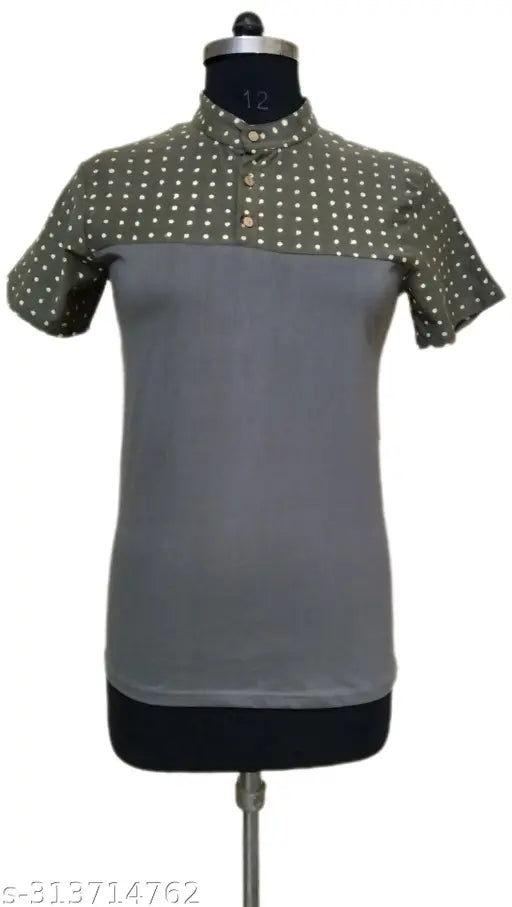 Short-sleeve colorblock cotton T-shirt, size M (bust 35in, length 27in), made in India