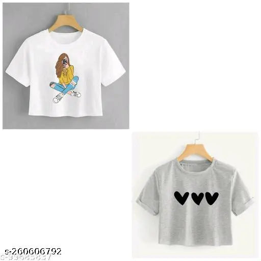 Cotton blend printed crop tops - Delux Look premium digital graphics from India