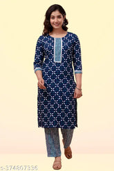 Blue rayon kurta palazzo set for women, printed pattern, versatile for daily, party, casual, office wear