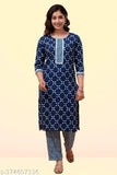 Blue rayon kurta palazzo set for women, printed pattern, versatile for daily, party, casual, office wear