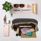 Black PU sling bag with travel cloud shape, casual trendy design, free size