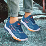 T Blue mesh shoes for boys, lace-up design, PVC sole, textured net pattern. Ideal for easy wash and sizes ranging from 4.5-12 years. Made in India (N2PRO Latest Stylish Kids Shoes)