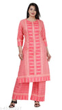 Rayon kurta palazzo set with printed net, three-quarter sleeves, and matching bottomwear by BFK. Indian-inspired fashion for various occasions
