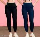 Stylish cotton blend jeggings combo pack of 2, soft and stretchable sport wear for women's casual style
