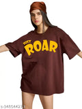 Oversized cotton blend printed t-shirt, stylish women's round neck, plus size available, TROND fashionable wear