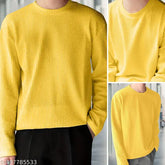 Premium cotton blend long-sleeved t-shirt for men, solid color, M size (38in chest, 27in length), Summer 2024, made in India