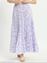 Trendy printed crepe skirt, women's western wear, pleated & flared styles, polka print midi-length, elastic waistline, versatile addition to any wardrobe (Size 26/32 hip)