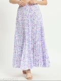 Trendy digital printed crepe skirt, pleated and flared western wear for women, stylish new polka design
