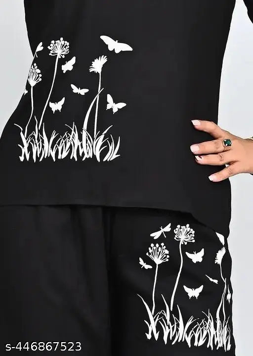 Cotton linen women's 2-piece set (kurta top & palazzo), puff sleeves, half side belt, pockets, embroidery work, imported fabric, Indian origin