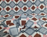 Multicolor glace cotton quilted bedsheet set (1 bedsheet, 2 filled cushions, 2 pillowcovers), heavy quality for summer, adult use