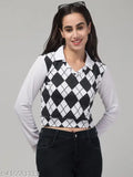 Checked cotton-blend long sleeve women's t-shirt, India origin