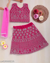 Velvet embroidered kid's lehenga choli (20-25 in), Indian origin