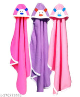 Multicolor embroidered polyester hooded baby blanket pack of 3pc, ideal for winter use by both baby boys and girls