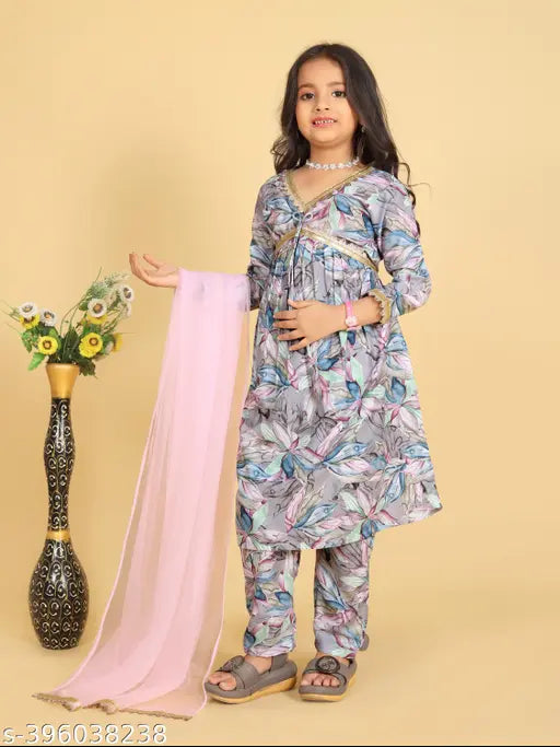 Vibrant yellow Kora Muslin kurta with dupatta and pant for girls, traditional ethnic wear for weddings and parties