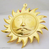 Brass wall hanging Lord Sun idol, Indian Vastu decor for home or wedding gifts (18 cm H x 8 cm W)