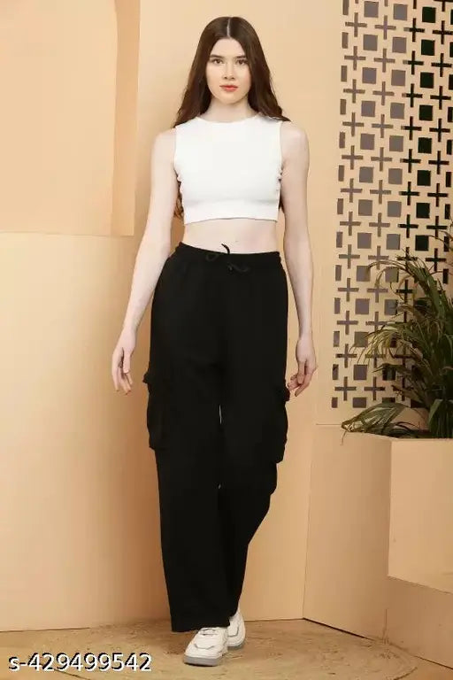 Trandy stylish Dori cargo pants, trendy lycra partywear joggers for women & girls in solid net, polycotton fabric (L, XL, XXL), India origin