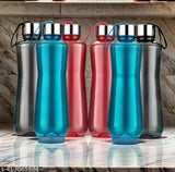 Multicolor round shape water bottles, pack of 6 for home and kitchen, BIS/ISI certified, leak-proof plastic bottles
