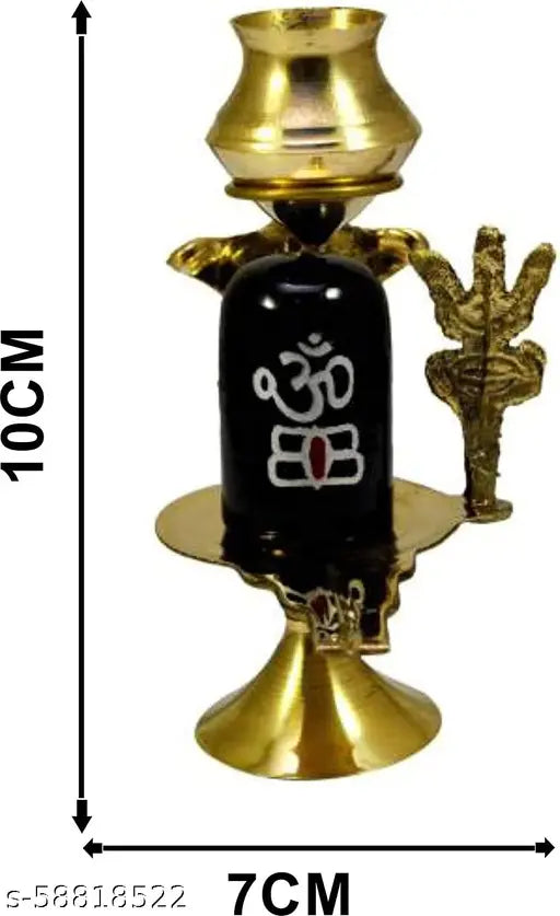Brass Shivling, traditional Indian Shiva statue for home pooja