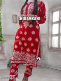 Embroidered rayon kurti and pants set, three-quarter sleeves, festival special full embroidery, India origin