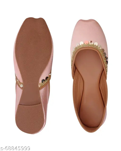 Embellished synthetic bell-bottom ballet flats, premium quality Lycra and patent leather for formal, casual, party, ethnic, and wedding wear. Voguish Women Bellies Ballerinas in various sizes: IND-3, IND-4, IND-5, IND-8 (Origin India)