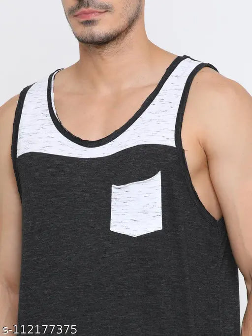 Cotton colorblocked sleeveless men's t-shirt, vibrant and stylish