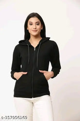 Fleece, comfy, graceful women sweatshirt, solid color, long sleeves, M-XXXL from India