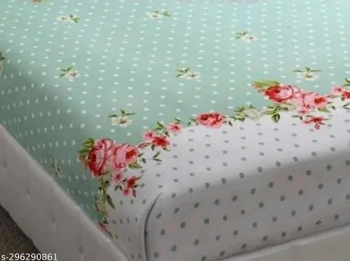 White cotton floral single bedsheets & pillows, ideal for adults in summer - pack of 2 (Made in India)