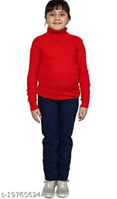 Woolen kids high neck sweater (SANDCHO) for winter fashion in solid color, perfect fit for boys and girls aged 0-15 years
