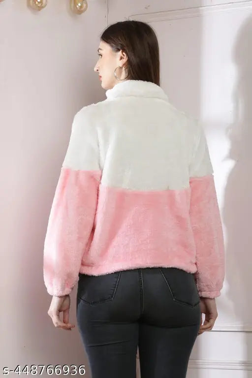 Colorblocked wool long sleeve sweatshirt for winter wear, available in multiple sizes (S-XL)