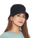 Black solid bucket cap, unisex trendy hat from India