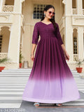Georgette colorblocked three-quarter sleeve women's dress, classy and ravishing Indian fashion on mannequin