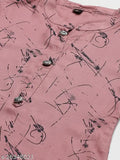 Pink Rayon Kurta Palazzo Set, self-design net pattern, rayon fabric, three-quarter sleeves, Indian handwork