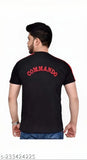 Black Commando Indian Army cotton blend t-shirt for men, short sleeves, printed net design