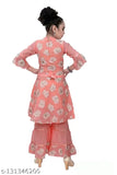Georgette A-line kurta and sharara set in printed ethnic wear for girls, aged 3-7 years, India