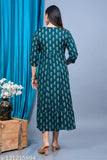 Anarkali rayon kurta, embroidered print design, festive wear for women (3/4 sleeves, XS-6XL)