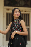 Black embroidered Georgette sharara set with matching dupatta, perfect for ethnic festive occasions for girls aged 3-15 years