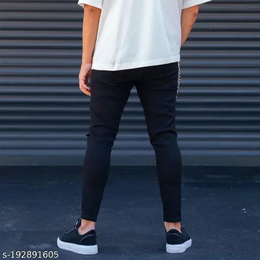 Cotton Qarsh mens knee cut jeans pant, solid quality stretching jeans for men in size 30/32/40 for stylish latest wear