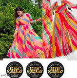 Designer Georgette floral print long sleeve western style kurta & dupatta set for women, India origin